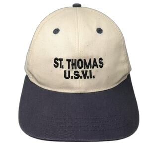 Del Sol St Thomas U.S.V.I. Baseball Cap Hat Beige Blue OS Embroidered Slideback